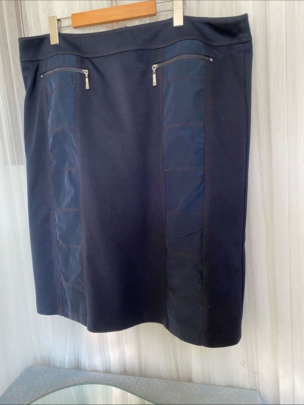 LEBEK Barbara Lebek Knee length Pencil Navy Skirt Size 18